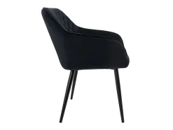 Conjunto de 4 sillas de comedor en terciopelo negro patas acero acolchado ML-Design