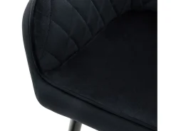 Conjunto de 4 sillas de comedor en terciopelo negro patas acero acolchado ML-Design