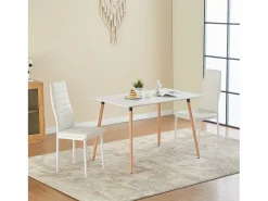 Conjunto de 4 Sillas de Comedor Blancas de PVC y Metal