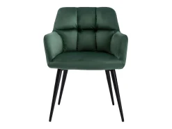 Conjunto de 2 sillas de comedor acolchadas Con reposabrazos - Terciopelo y metal negro. Verde. PEGA