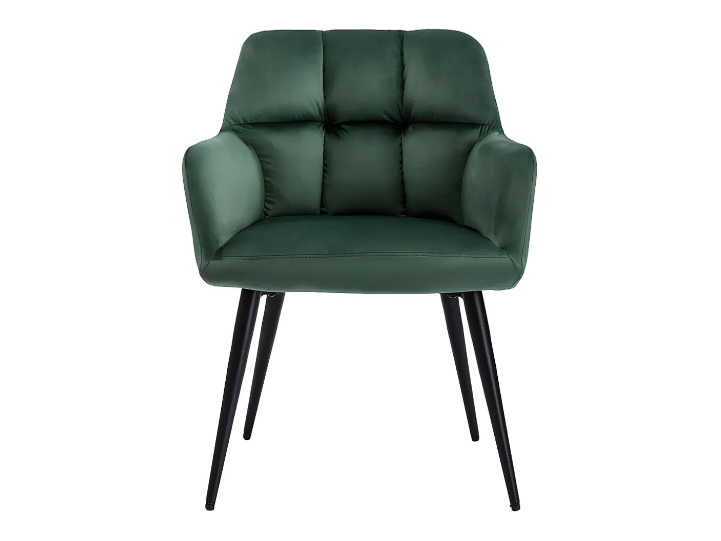 Conjunto de 2 sillas de comedor acolchadas Con reposabrazos - Terciopelo y metal negro. Verde. PEGA