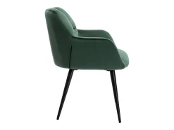 Conjunto de 2 sillas de comedor acolchadas Con reposabrazos - Terciopelo y metal negro. Verde. PEGA