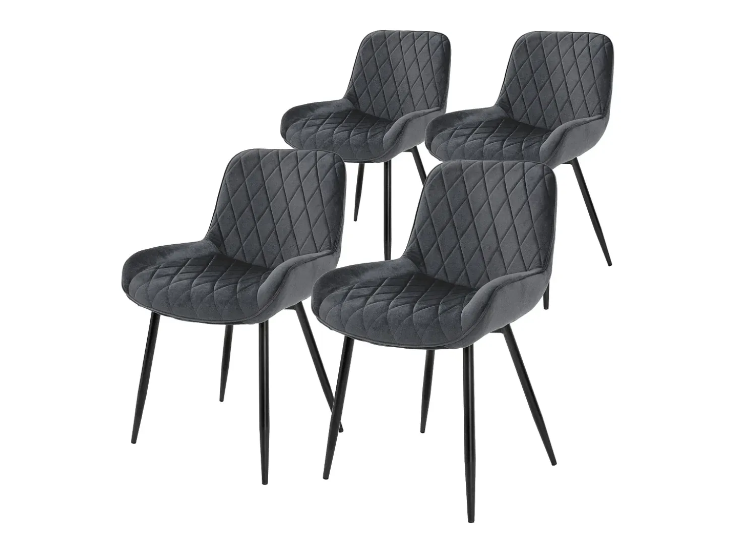 Conjunto de 4 sillas de comedor Sillas de salón Silla de cocina Terciopelo antracita