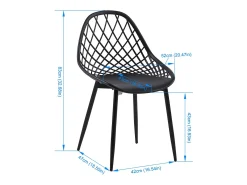 Conjunto de 4 Sillas de Comedor Estilo Escandinavo Negro sin Apoyabrazos