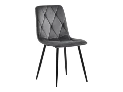 Conjunto de 4 sillas de comedor en terciopelo gris oscuro con respaldo acolchado y patas de metal negro