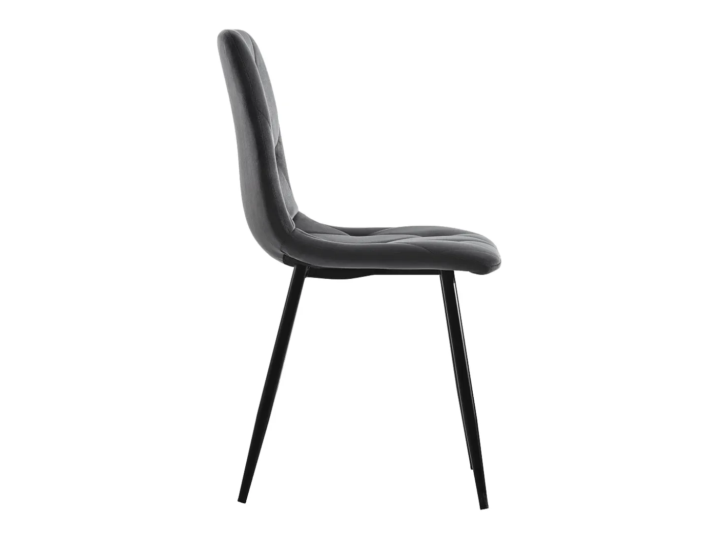 Conjunto de 4 sillas de comedor en terciopelo gris oscuro con respaldo acolchado y patas de metal negro