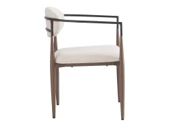 Conjunto de 2 sillas de lino beige, estructura de metal marrón