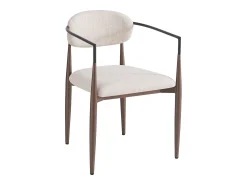 Conjunto de 4 sillas de lino beige, estructura de metal marrón