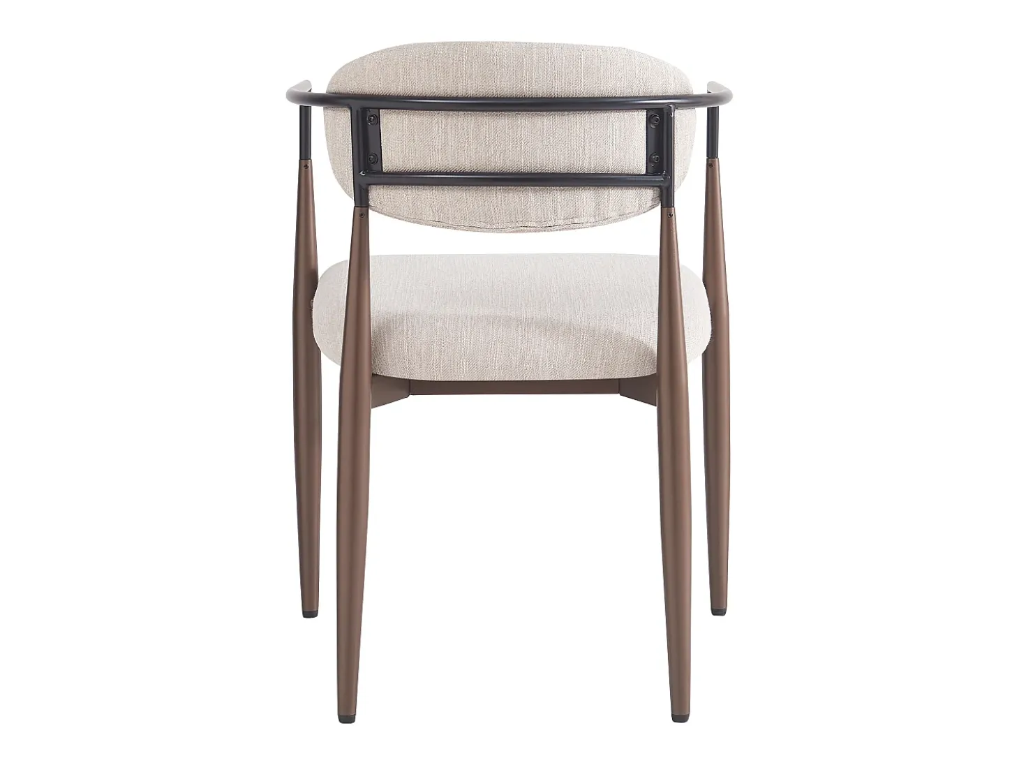 Conjunto de 4 sillas de lino beige, estructura de metal marrón