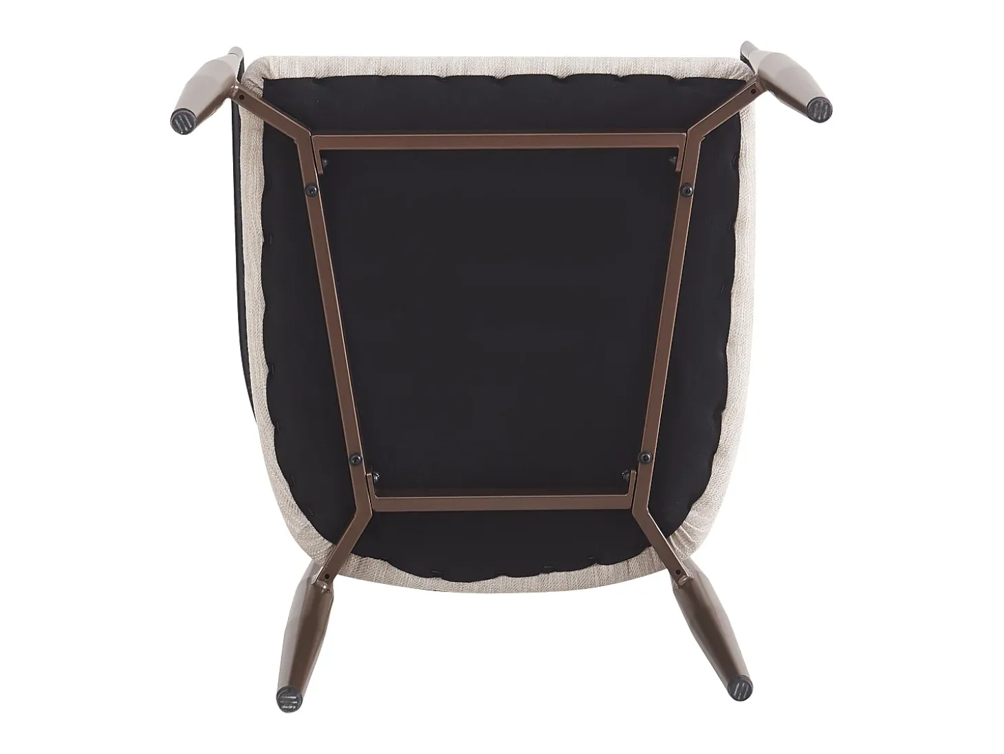 Conjunto de 4 sillas de lino beige, estructura de metal marrón