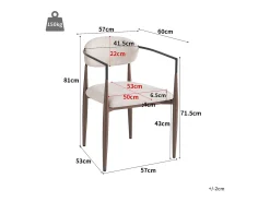 Conjunto de 4 sillas de lino beige, estructura de metal marrón