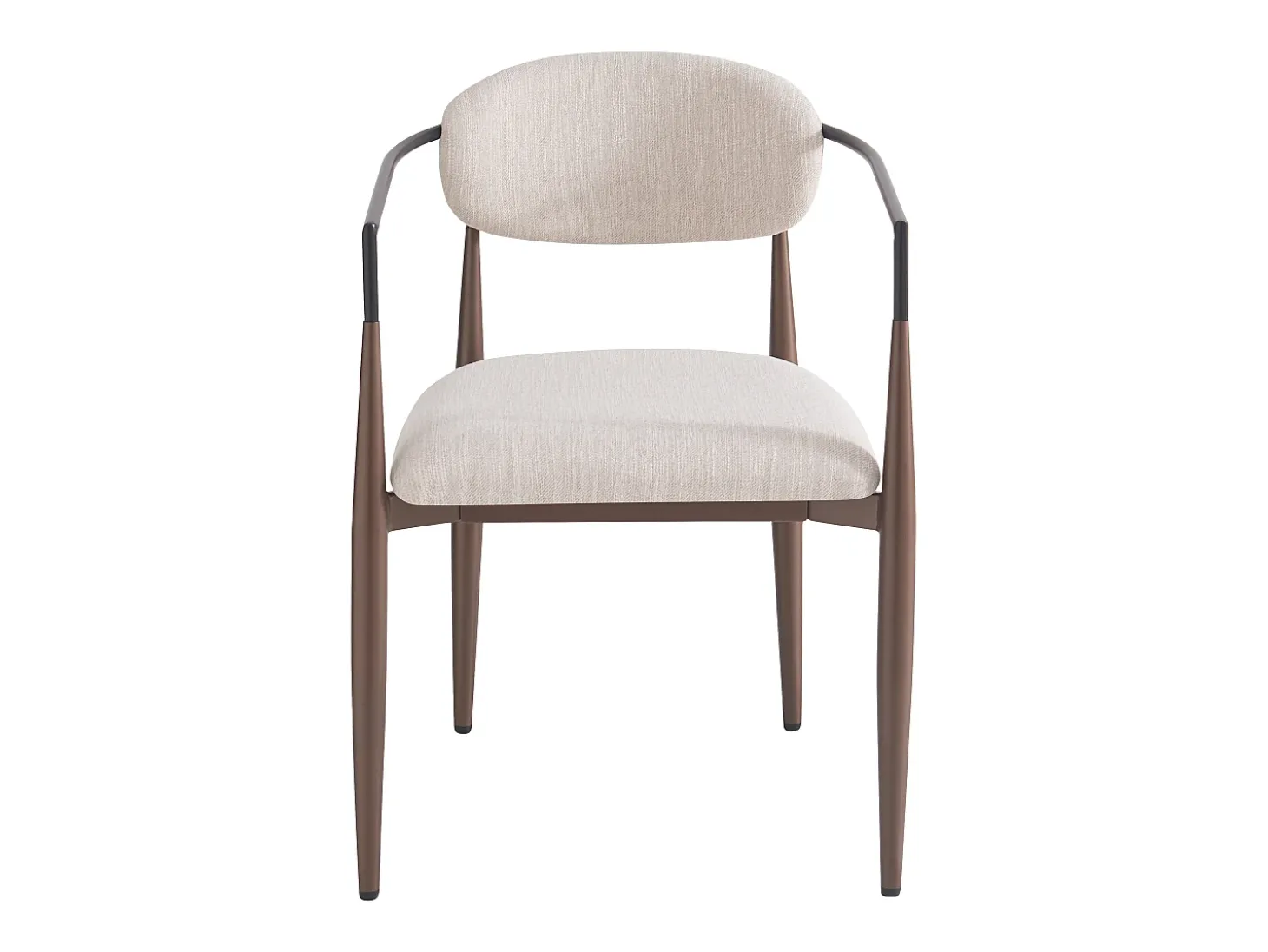 Conjunto de 4 sillas de lino beige, estructura de metal marrón