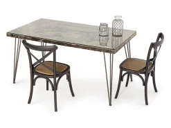 Conjunto de 2 sillas de madera de olmo negro y ratán natural - CROSS