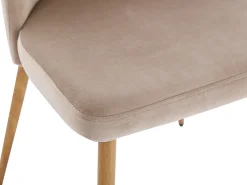 Conjunto de 2 sillas de metal efecto madera y terciopelo - Beige - MINAGRI