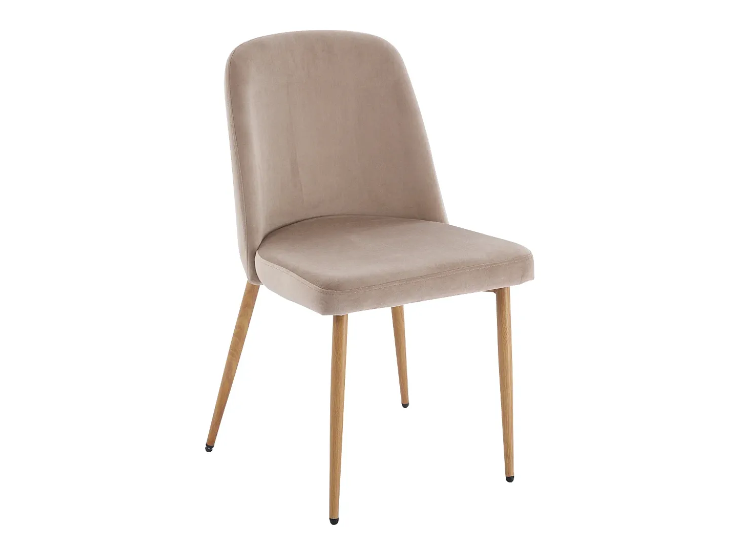 Conjunto de 2 sillas de metal efecto madera y terciopelo - Beige - MINAGRI