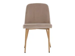 Conjunto de 2 sillas de metal efecto madera y terciopelo - Beige - MINAGRI