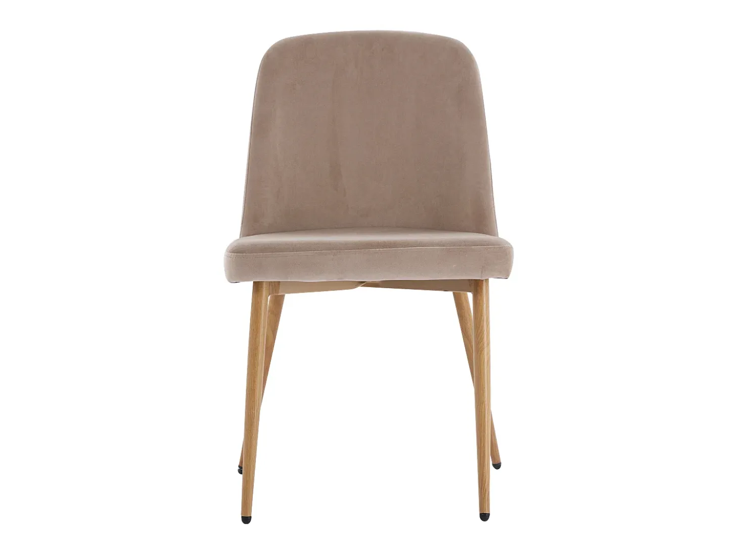 Conjunto de 2 sillas de metal efecto madera y terciopelo - Beige - MINAGRI