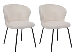 Conjunto de 2 sillas de pana y metal negro - Crema - RELIOZA