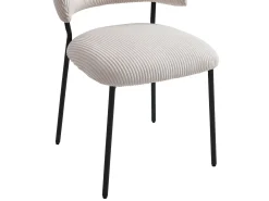 Conjunto de 2 sillas de pana y metal negro - Beige - ALAYIS