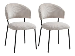 Conjunto de 2 sillas de pana y metal negro - Beige - ALAYIS