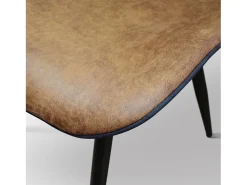 Conjunto de 4 sillas de piel sintética camel y patas de metal negro - BRUXELLES