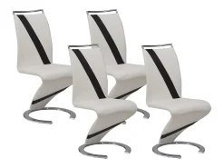Conjunto de 4 sillas de piel sintética blanco y negro TWIZY