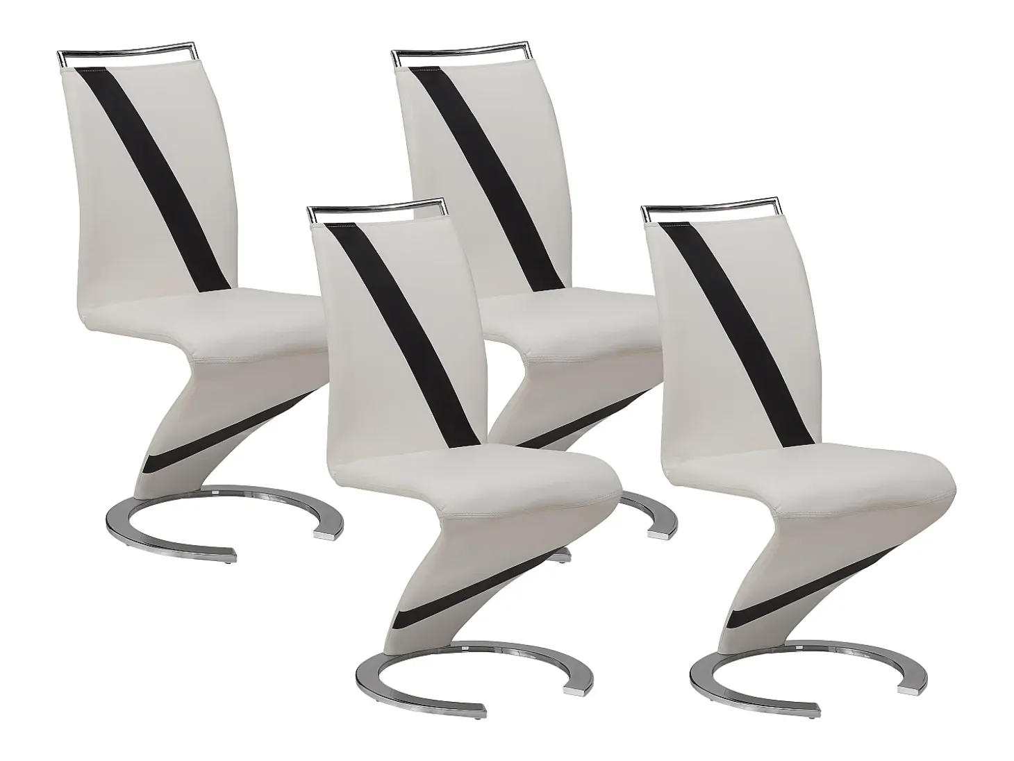 Conjunto de 4 sillas de piel sintética blanco y negro TWIZY