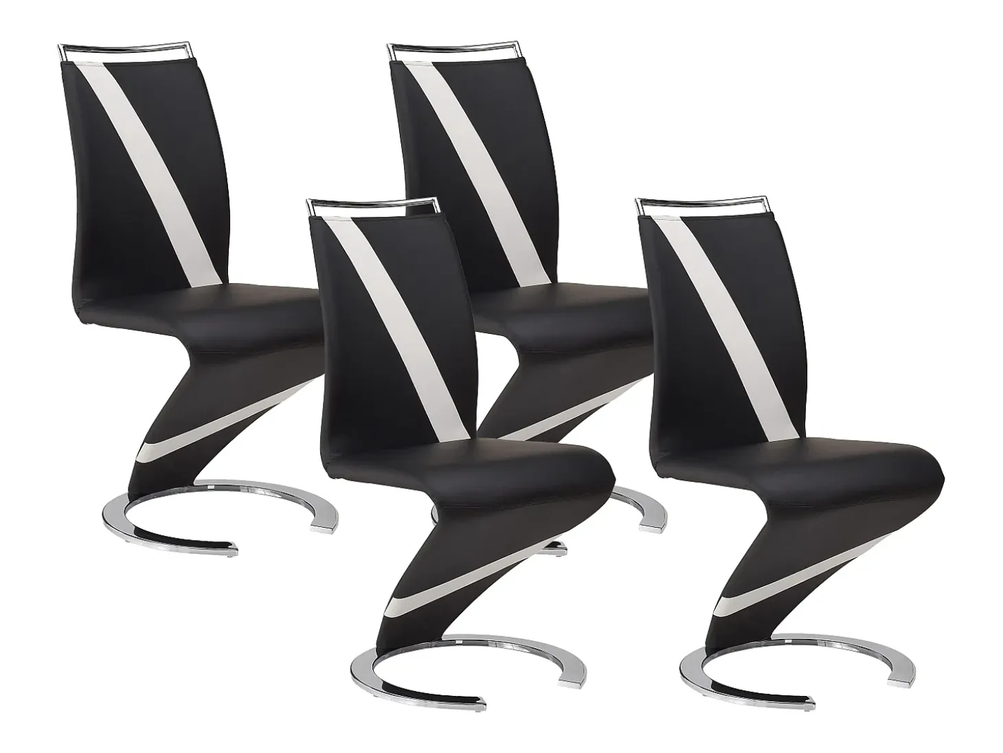 Conjunto de 4 sillas de piel sintética negro y blanco TWIZY