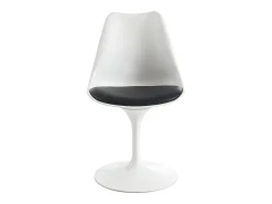 Conjunto de 2 sillas de polipropileno, cuero sintético y acero - Blanco y Negro - XAFY