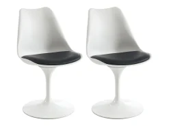 Conjunto de 2 sillas de polipropileno, cuero sintético y acero - Blanco y Negro - XAFY