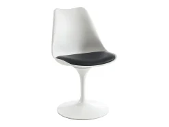 Conjunto de 2 sillas de polipropileno, cuero sintético y acero - Blanco y Negro - XAFY