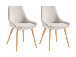 Conjunto de 2 sillas de tela y madera de haya - Beige - MASURIE