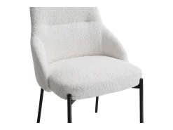 Conjunto de 6 sillas de tela rizada y metal negro - Blanco - LIAMONA