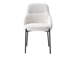 Conjunto de 6 sillas de tela rizada y metal negro - Blanco - LIAMONA