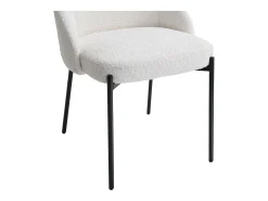 Conjunto de 6 sillas de tela rizada y metal negro - Blanco - LIAMONA