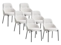 Conjunto de 6 sillas de tela rizada y metal negro - Blanco - LIAMONA