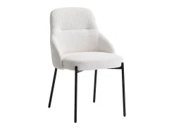 Conjunto de 6 sillas de tela rizada y metal negro - Blanco - LIAMONA