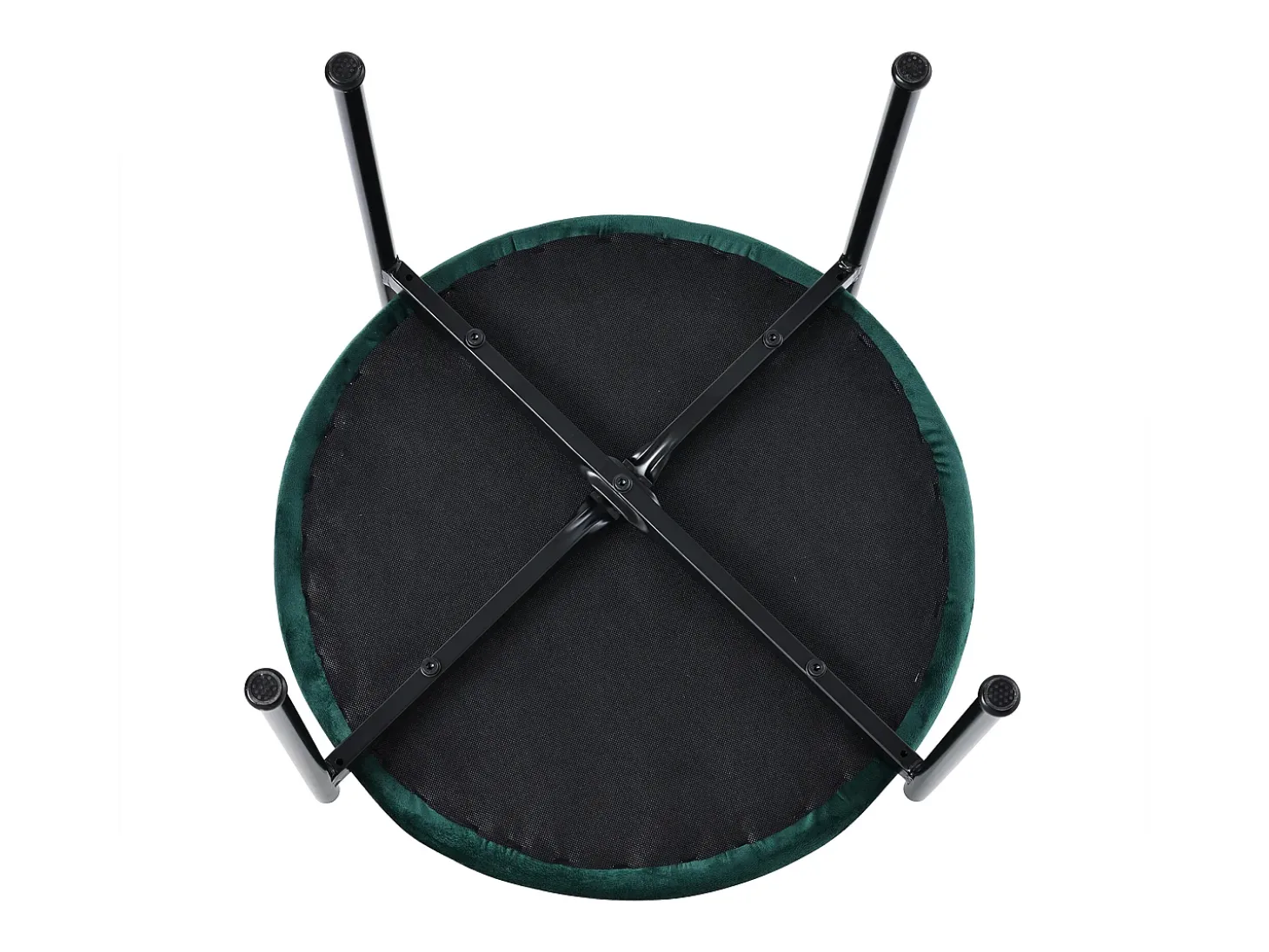 Conjunto de 4 sillas de terciopelo con respaldo de ratán y patas de metal negro - verde