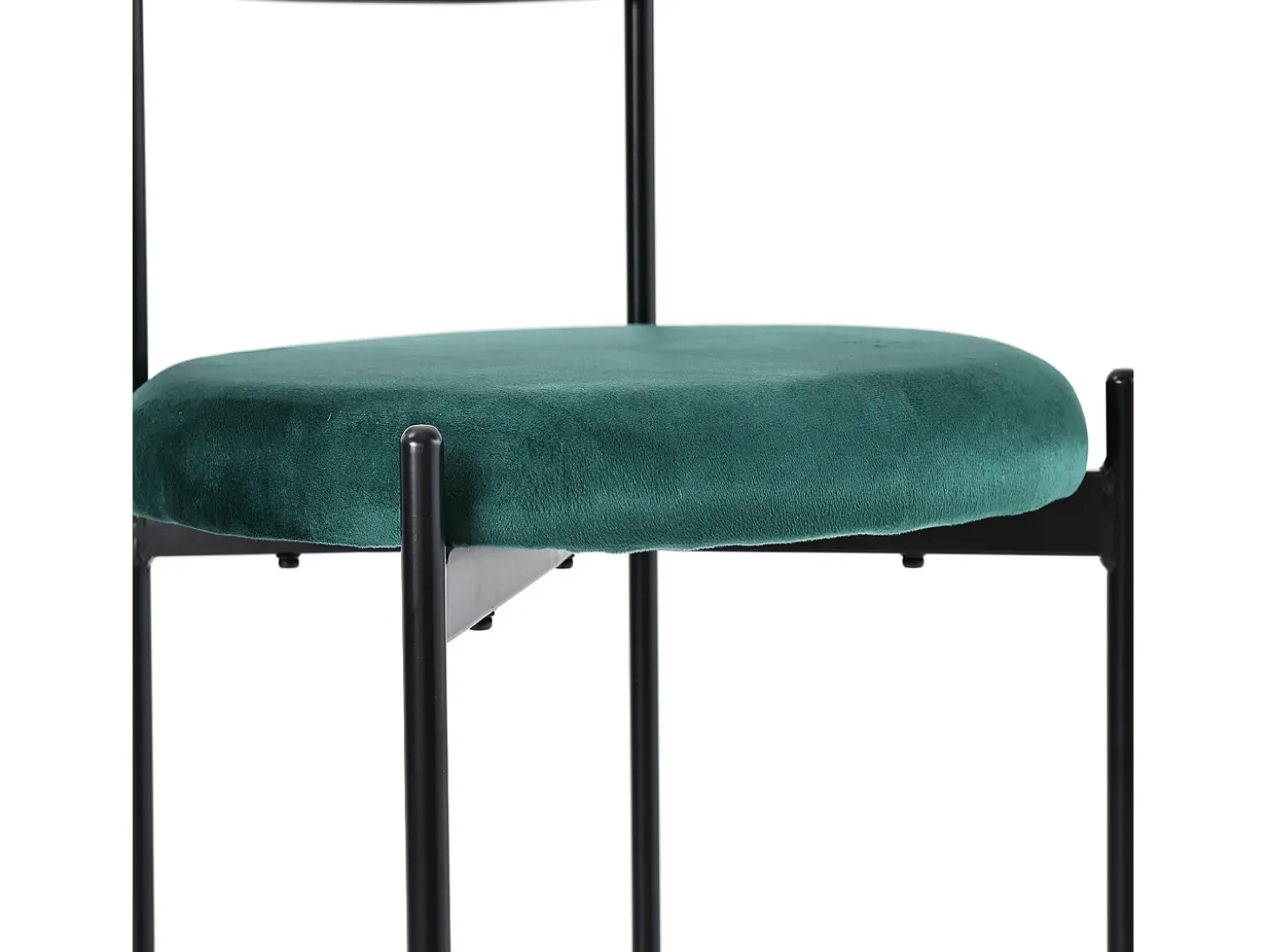 Conjunto de 4 sillas de terciopelo con respaldo de ratán y patas de metal negro - verde