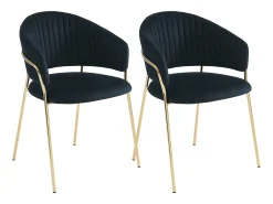 Conjunto de 2 sillas de terciopelo y metal dorado - Negro - MADOLIA de Pascal MORABITO