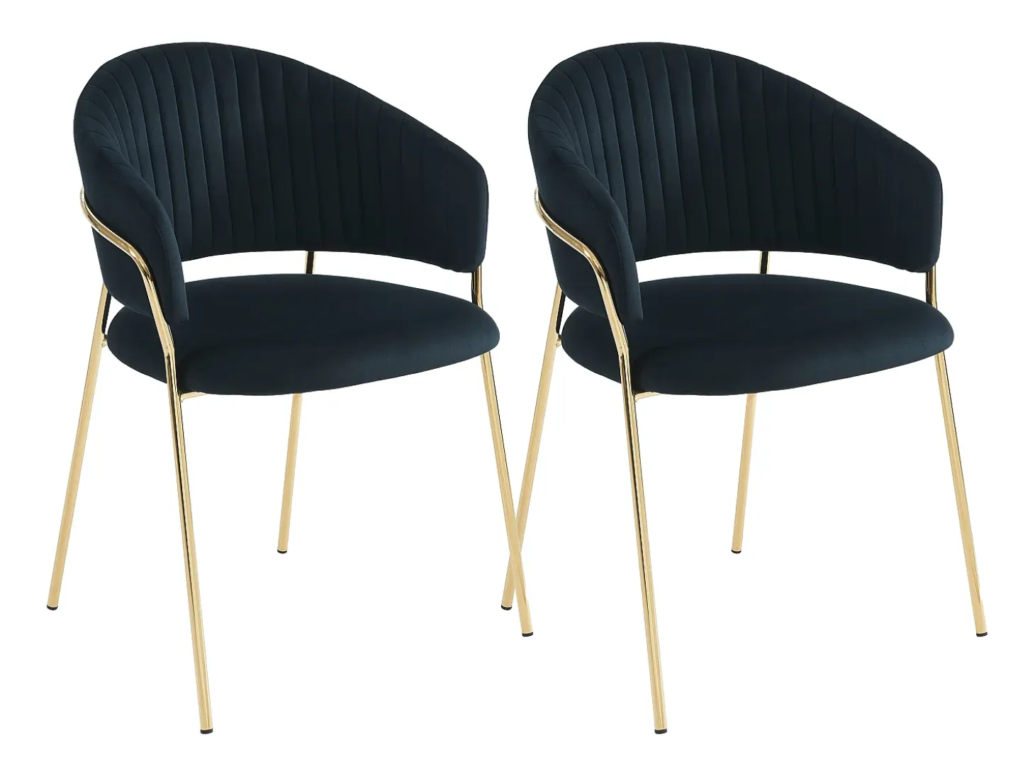 Conjunto de 2 sillas de terciopelo y metal dorado - Negro - MADOLIA de Pascal MORABITO