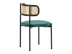 Conjunto de 4 sillas de terciopelo y ratán - patas de metal - Verde