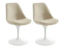Conjunto de 2 sillas de tela texturizada y acero - Beige y Blanco - XAFY