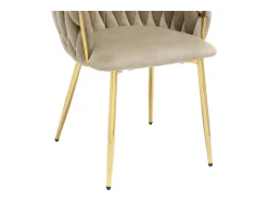 Conjunto de 6 sillas de terciopelo y metal dorado - Beige - ELEGANO