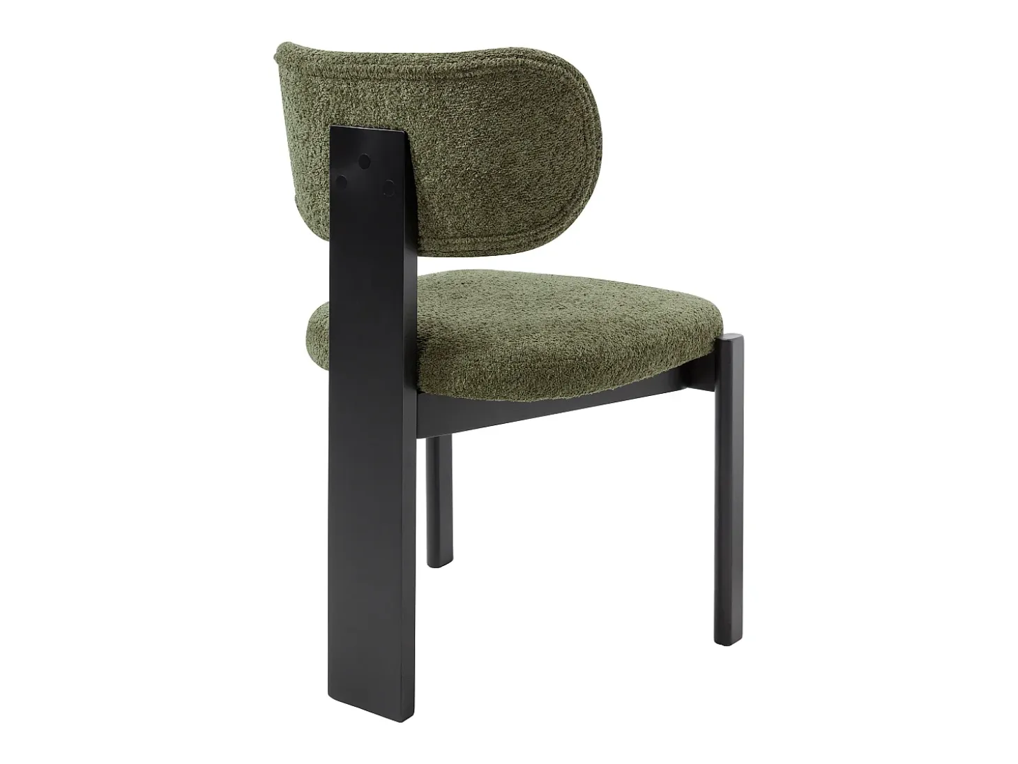 Conjunto de 2 sillas de tela bouclé y madera de hevea negra - Verde caqui - WILANA