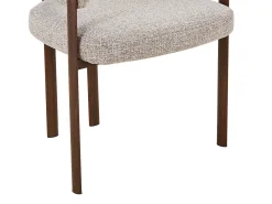 Conjunto de 2 sillas de tejido tweed y metal efecto madera - Topo y Natural oscuro - CIBARO