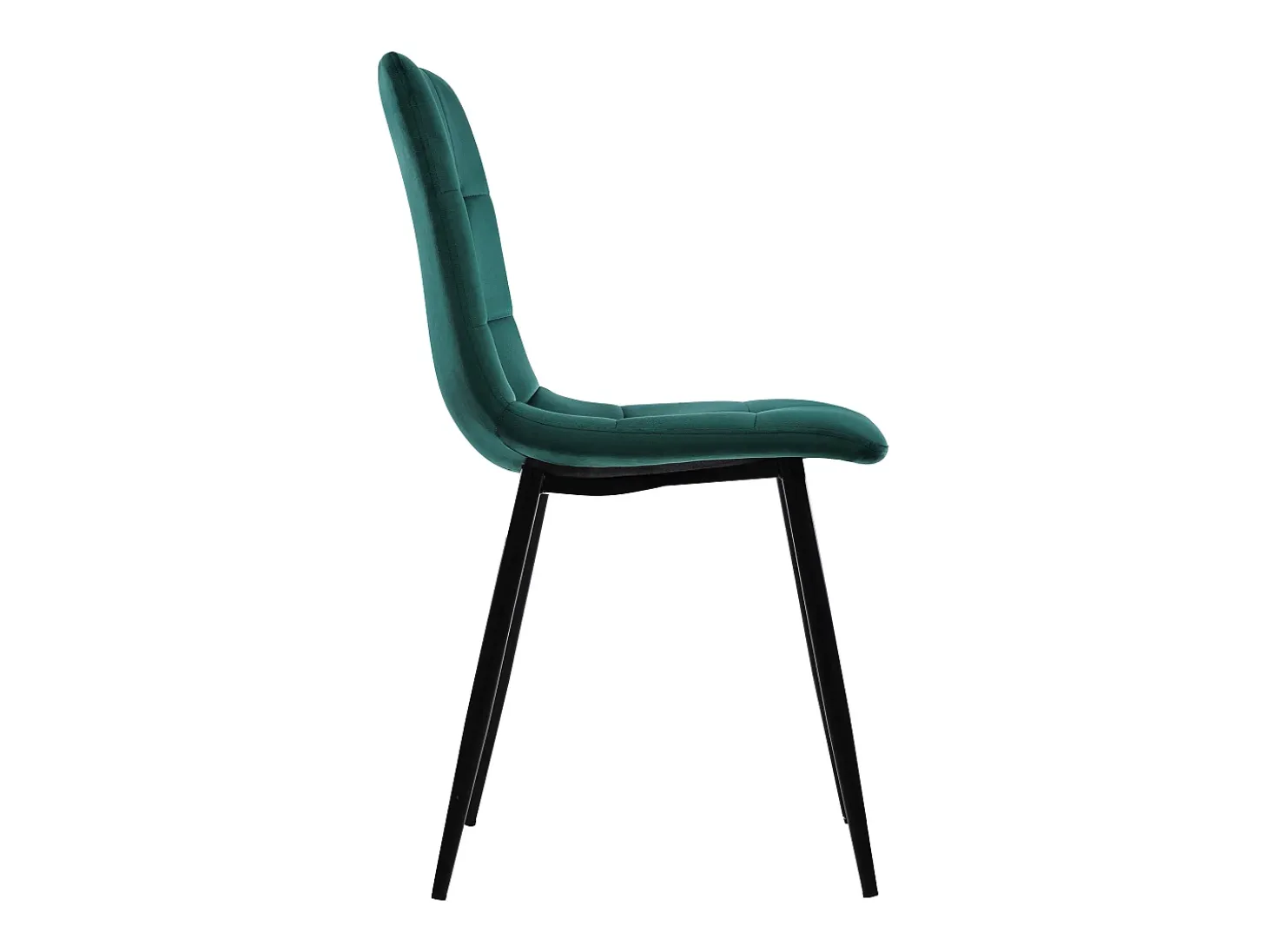 Conjunto de 4 sillas de terciopelo verde con patas de metal negro