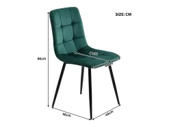 Conjunto de 4 sillas de terciopelo verde con patas de metal negro