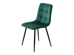 Conjunto de 4 sillas de terciopelo verde con patas de metal negro