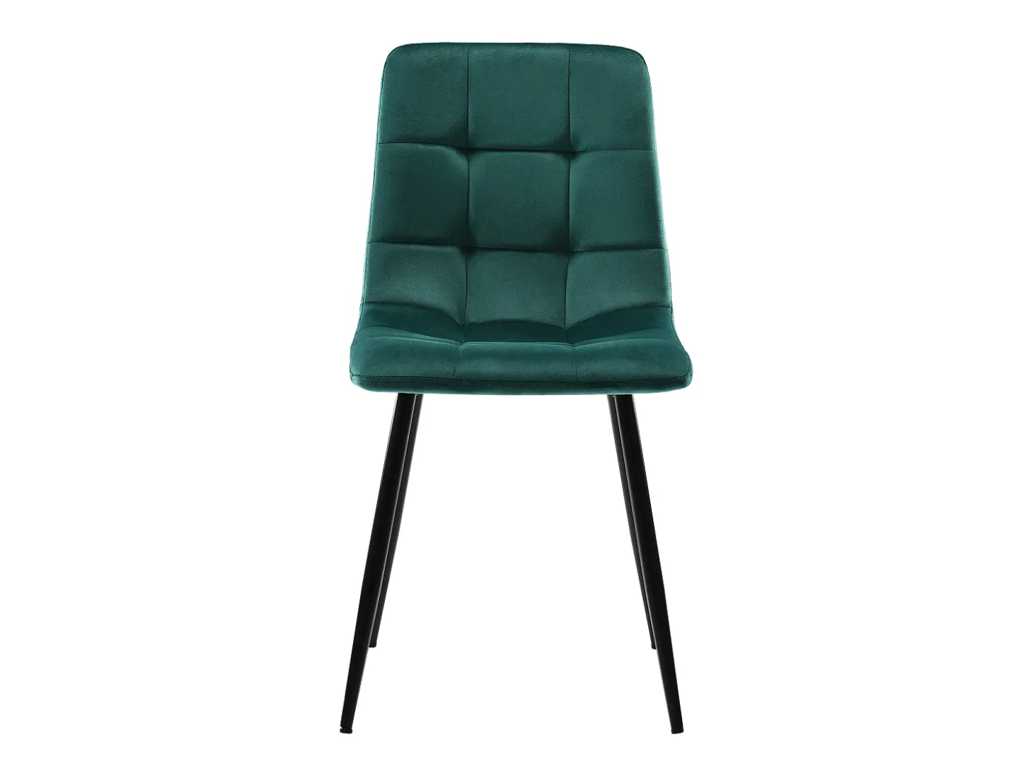 Conjunto de 4 sillas de terciopelo verde con patas de metal negro